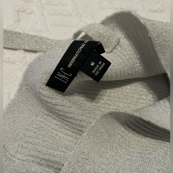 INC International Concepts Long-Sleeve Surplice Ribbed Silver Sweater Size M - Picture 1 of 5